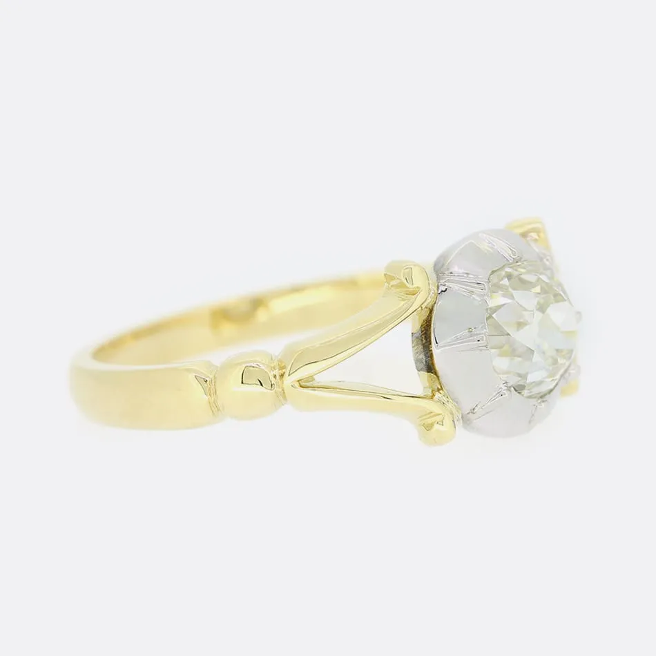 TVJ 0.91 Carat Cushion Cut Diamond Solitaire Ring