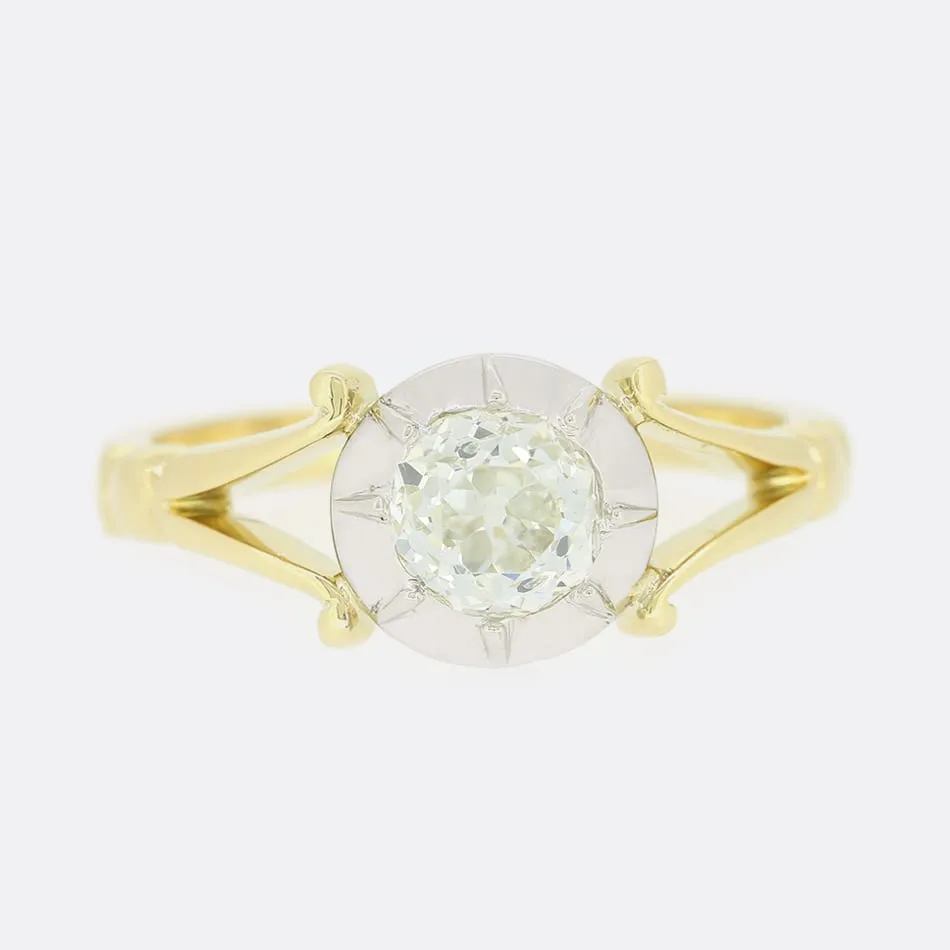 TVJ 0.91 Carat Cushion Cut Diamond Solitaire Ring