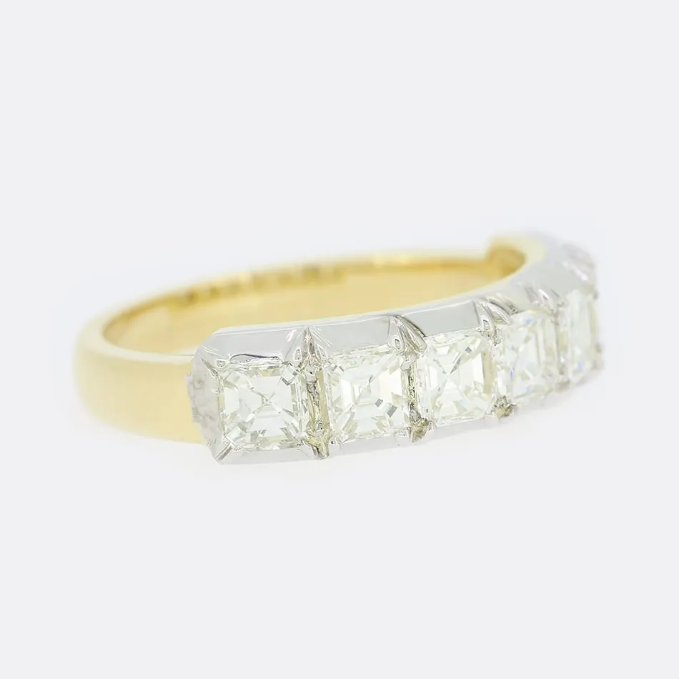 TVJ 1.40 Carat Asscher Cut Diamond Seven Stone Ring