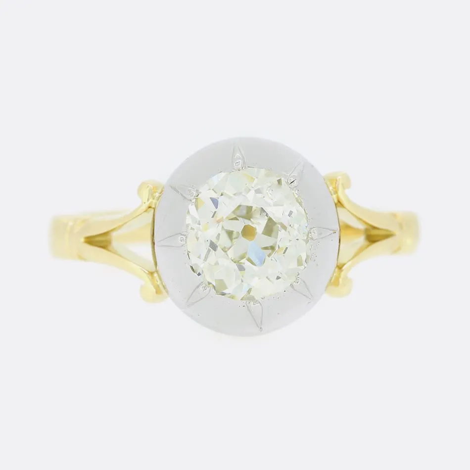 TVJ 1.63 Carat Cushion Cut Diamond Solitaire Ring