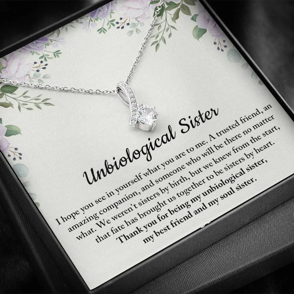 Unbiological Sister Petite Ribbon Necklace, Soul Sister Gift, Best Friend Gift