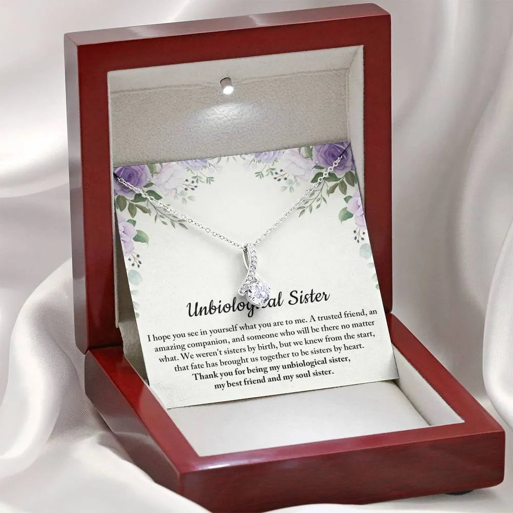 Unbiological Sister Petite Ribbon Necklace, Soul Sister Gift, Best Friend Gift