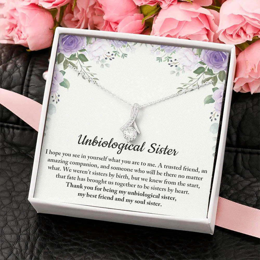 Unbiological Sister Petite Ribbon Necklace, Soul Sister Gift, Best Friend Gift