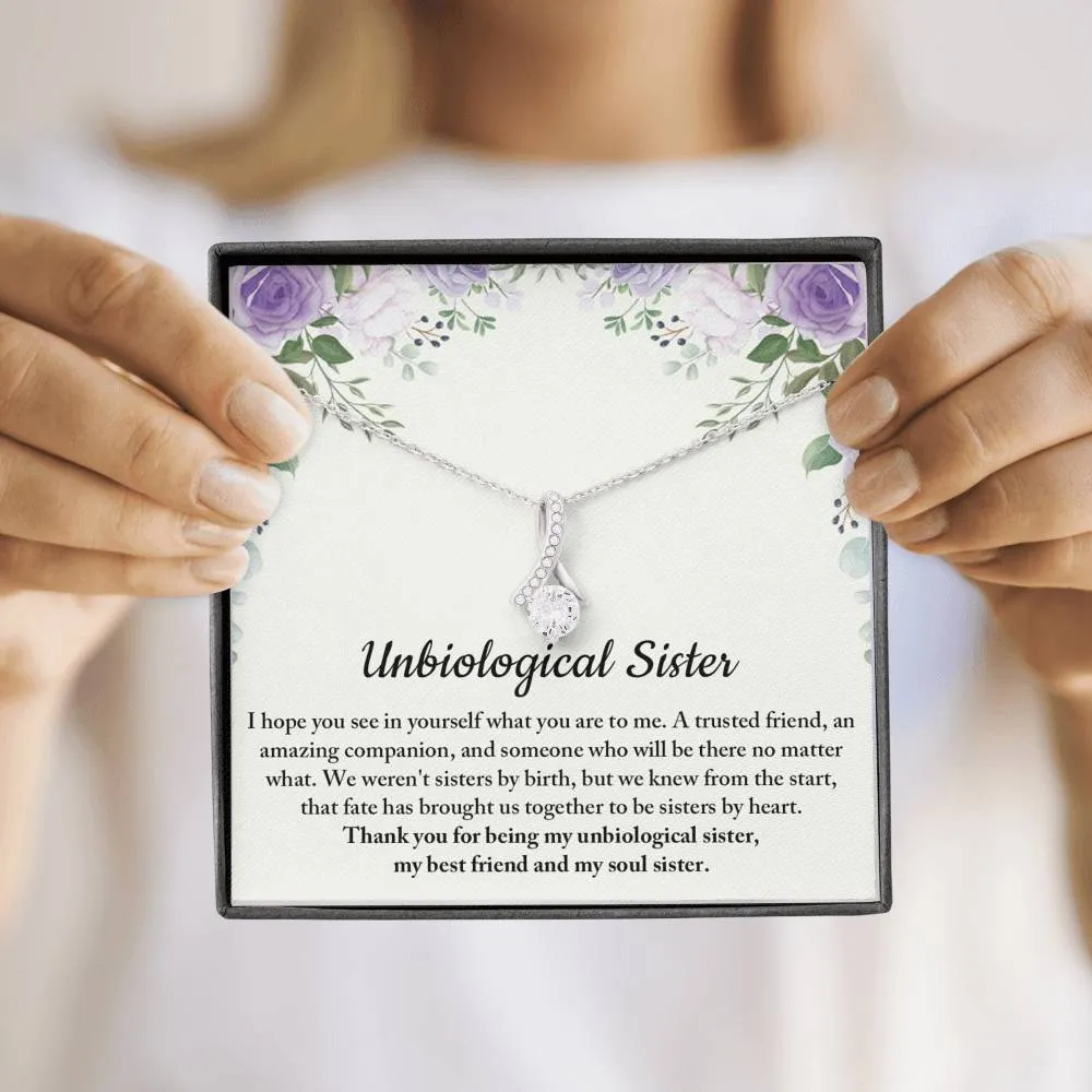 Unbiological Sister Petite Ribbon Necklace, Soul Sister Gift, Best Friend Gift