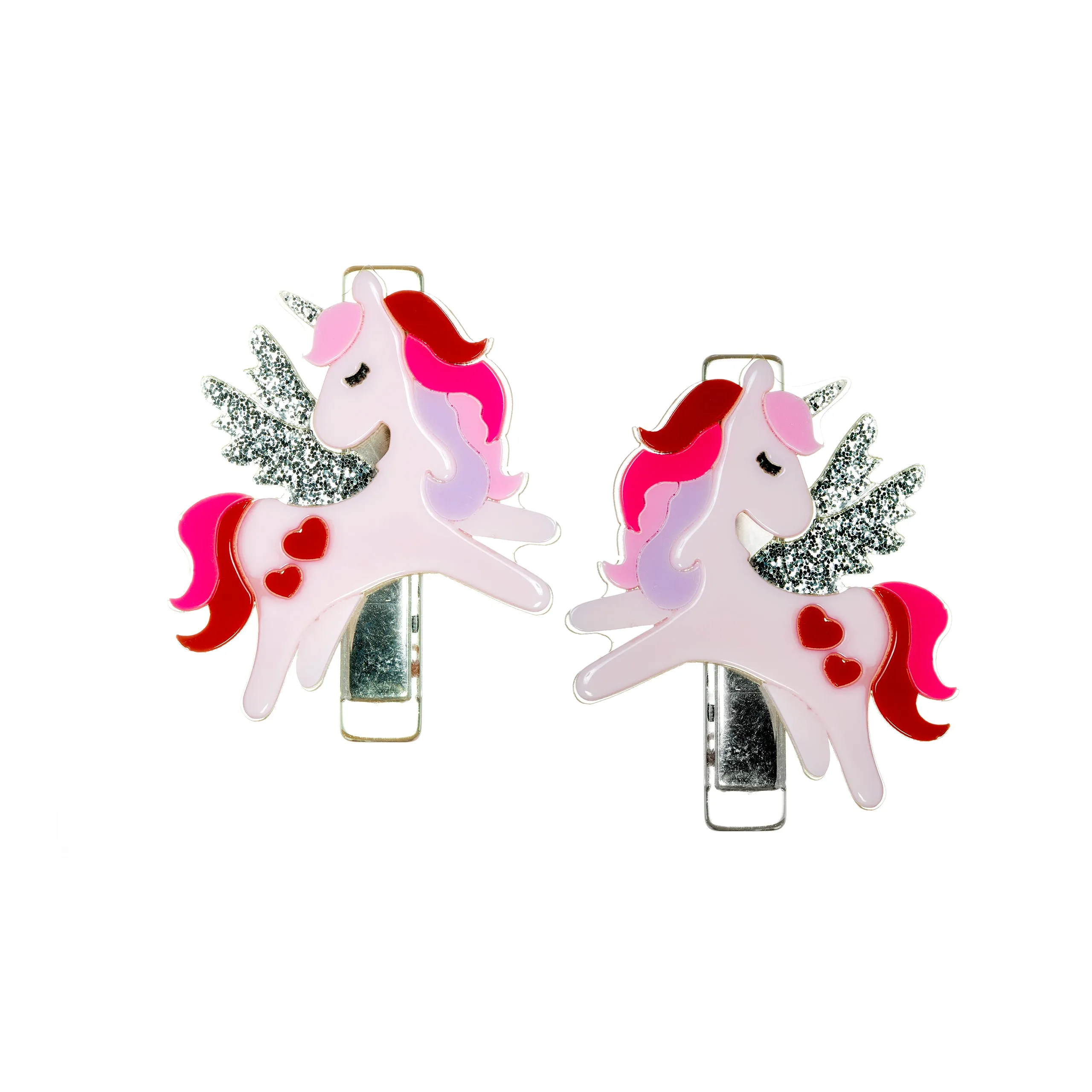 Unicorn Valentine's Red/Pink Alligator Clips - VAL