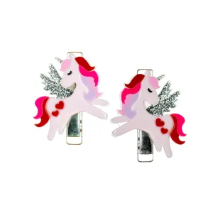 Unicorn Valentine's Red/Pink Alligator Clips - VAL