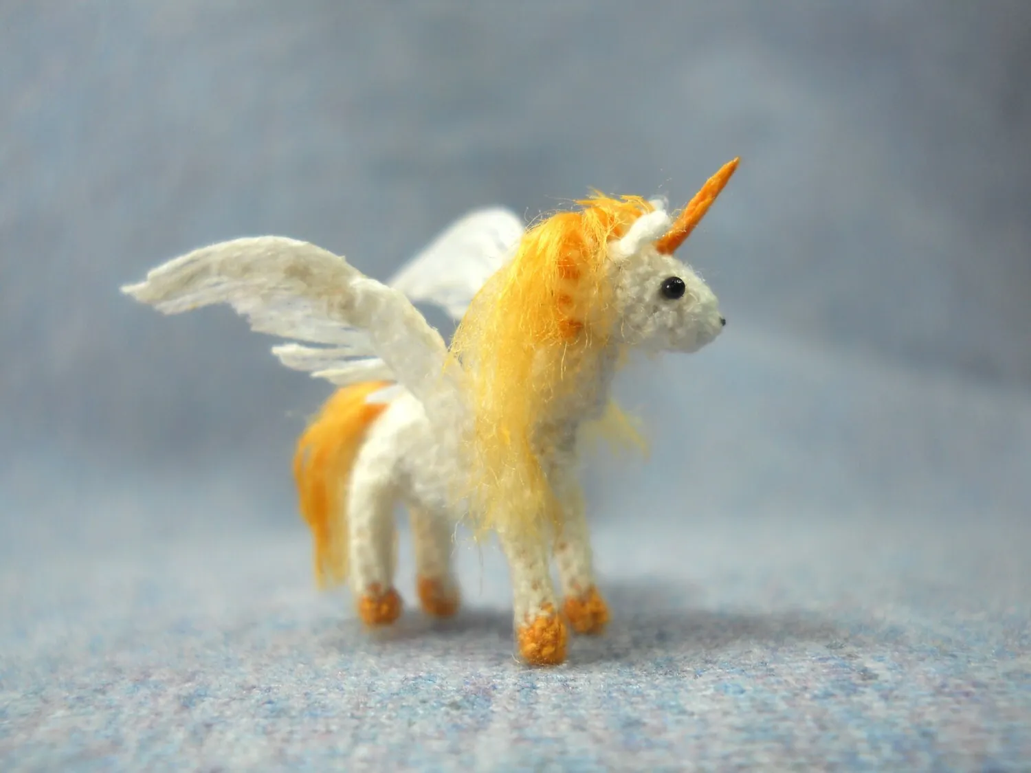Unicorn Winged, Pegasus - Micro Dollhouse Miniature Crochet Tiny Stuff Animal - Made To Order