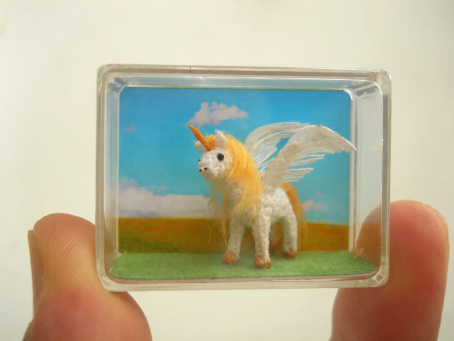 Unicorn Winged, Pegasus - Micro Dollhouse Miniature Crochet Tiny Stuff Animal - Made To Order