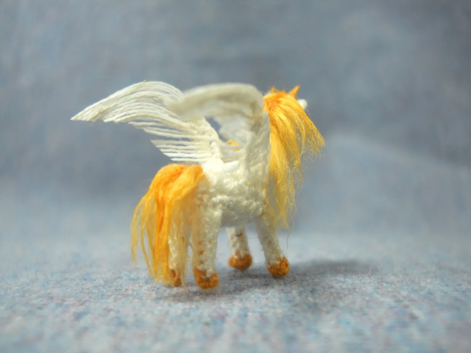Unicorn Winged, Pegasus - Micro Dollhouse Miniature Crochet Tiny Stuff Animal - Made To Order