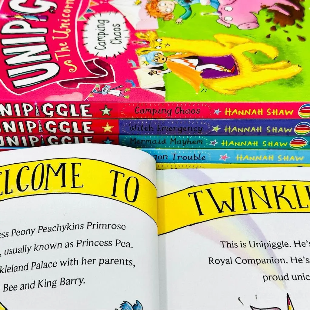 Unipiggle the Unicorn Pig Series 6 Books Collection Set by Hannah Shaw (Unicorn Muddle, Dragon Trouble, Mermaid Mayhem, Witch Emergency, Camping Chaos & Fairy Freeze)