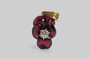 Victorian Carved Garnet Pansy Pendant