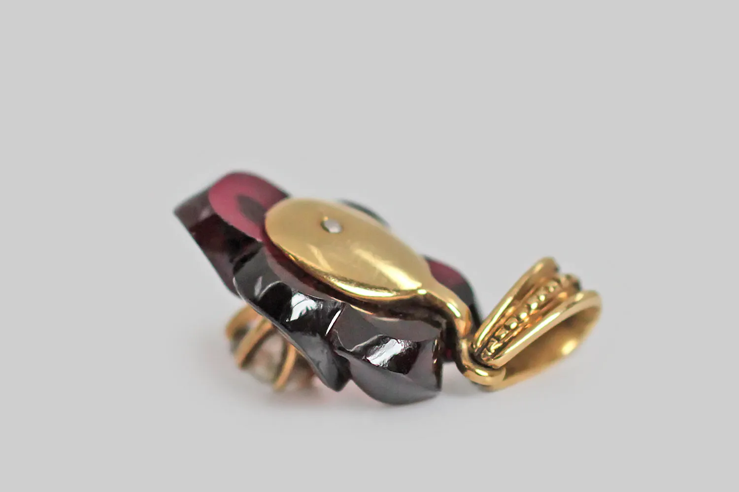 Victorian Carved Garnet Pansy Pendant