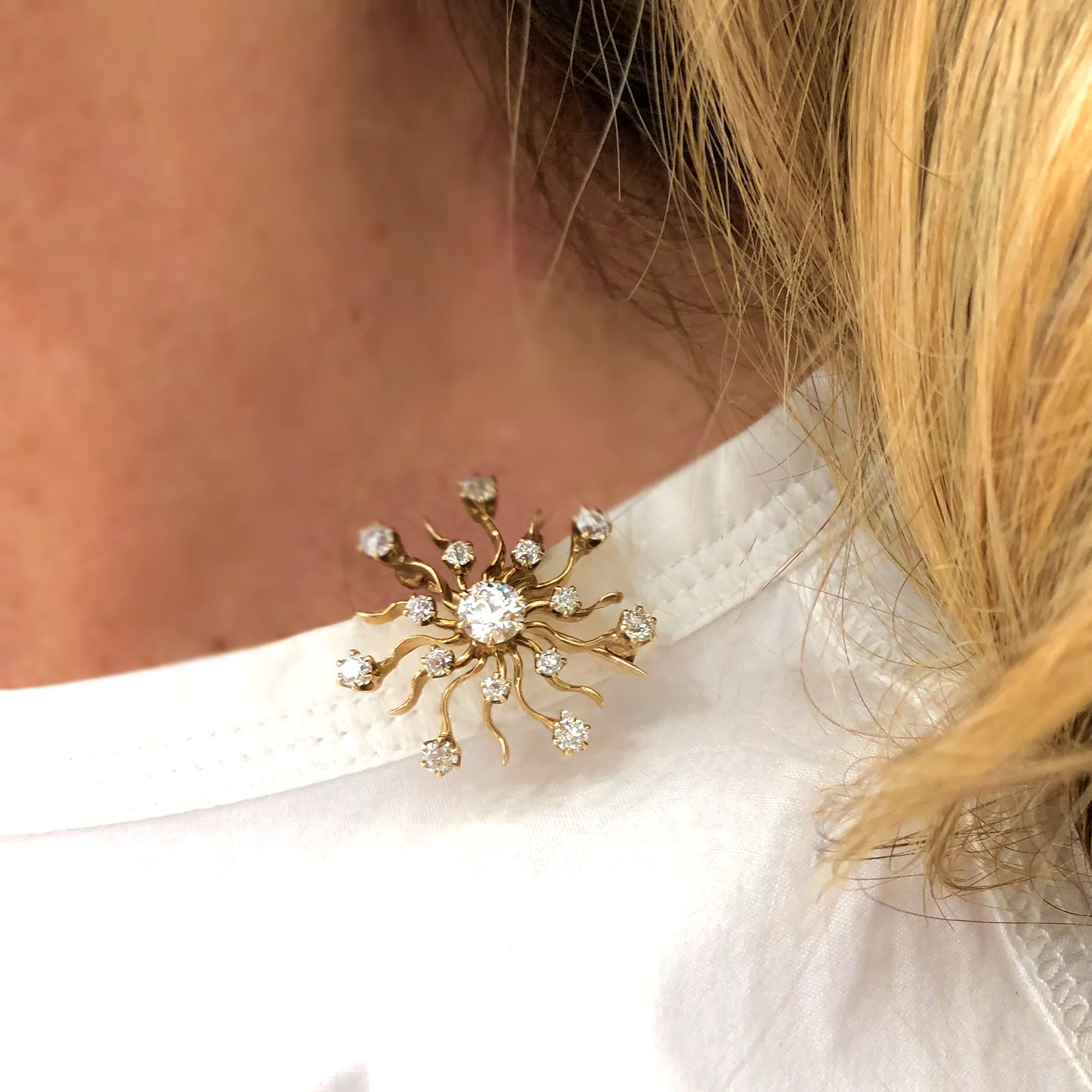 Victorian Diamond Starburst Pendant/Brooch