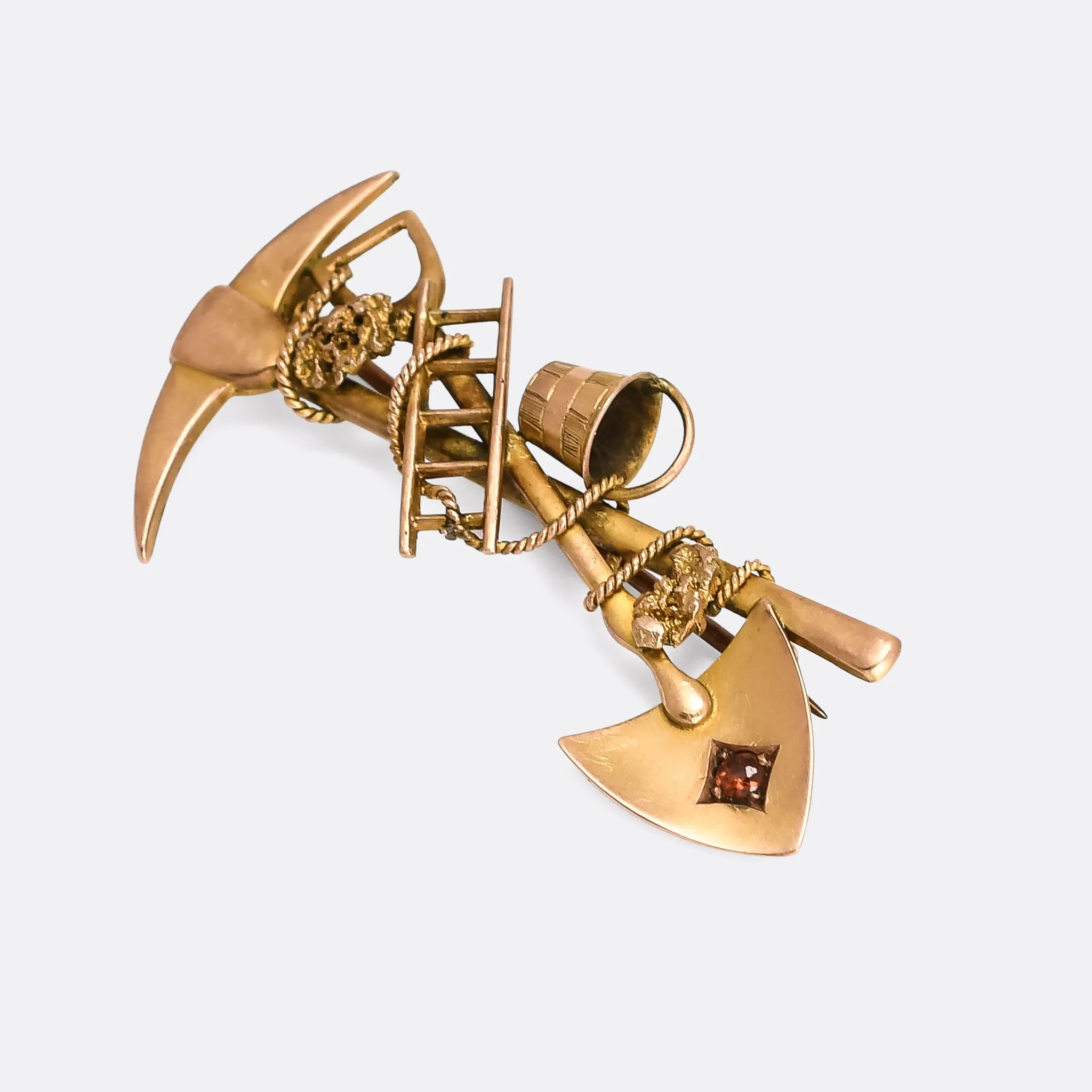 Victorian Garnet Gold Digger Brooch