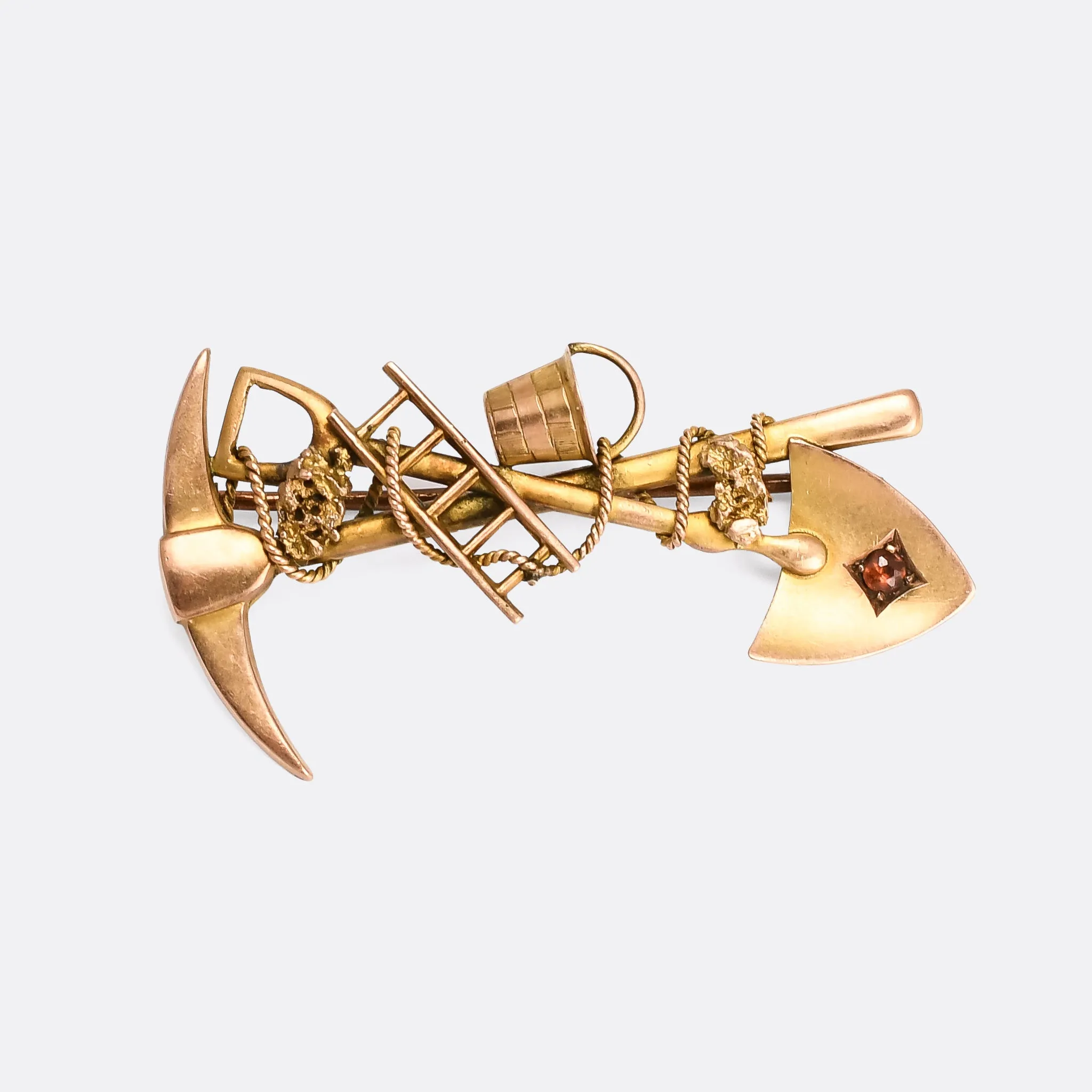 Victorian Garnet Gold Digger Brooch
