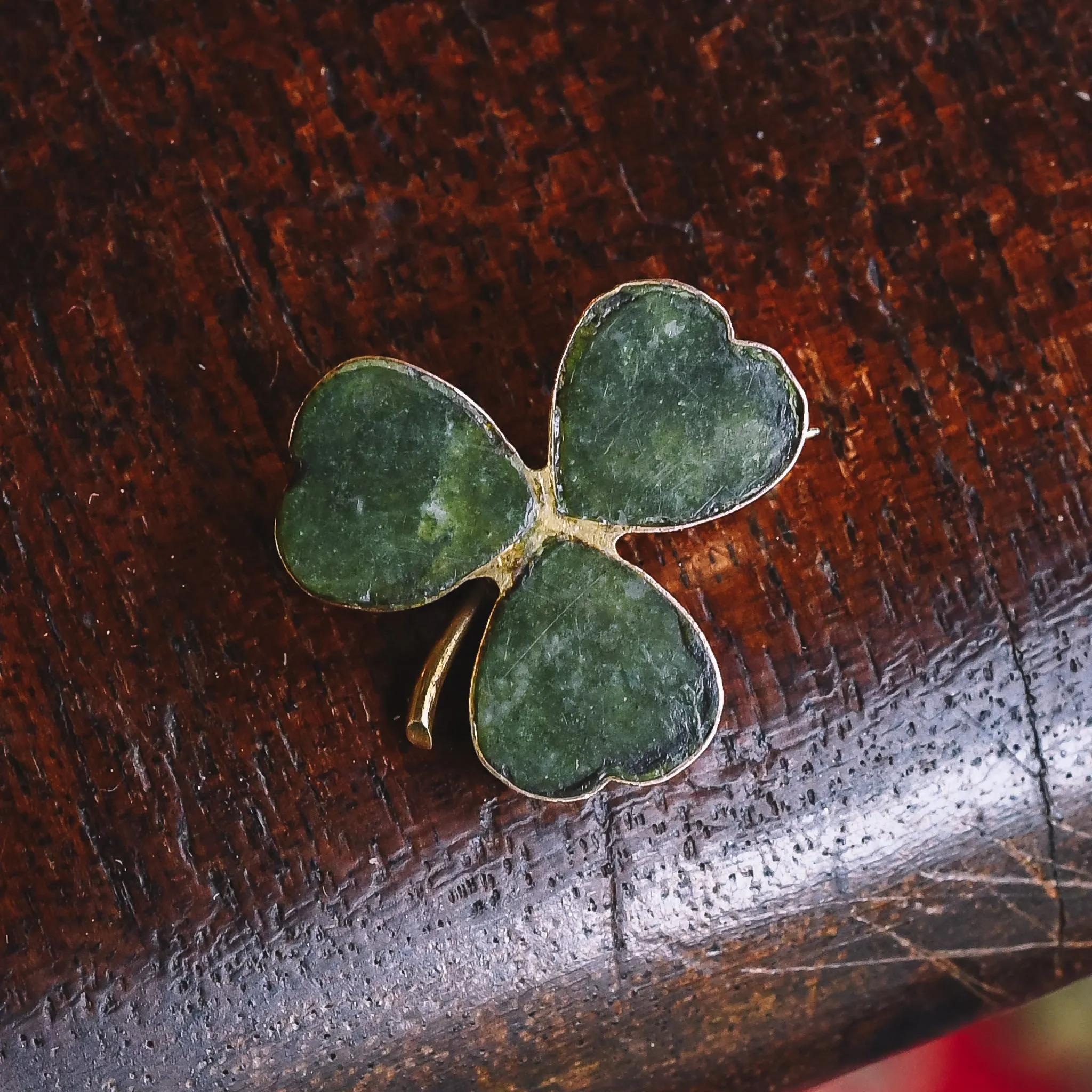 Victorian Pounamu Clover Brooch
