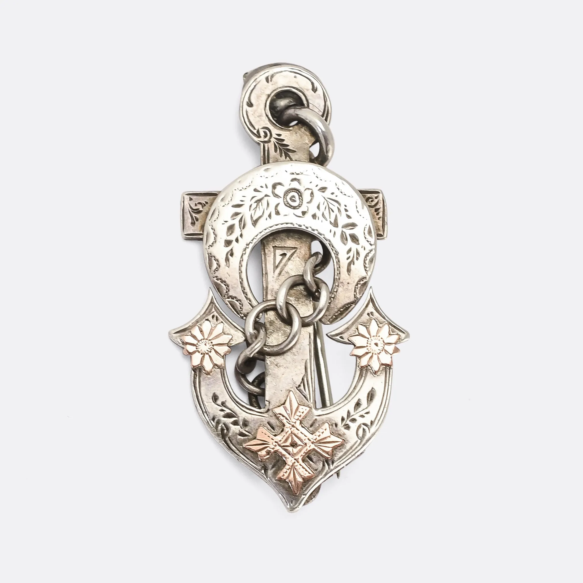 Victorian Silver Hope Anchor Brooch