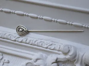 Vintage 14kt White Gold & Diamond Stickpin