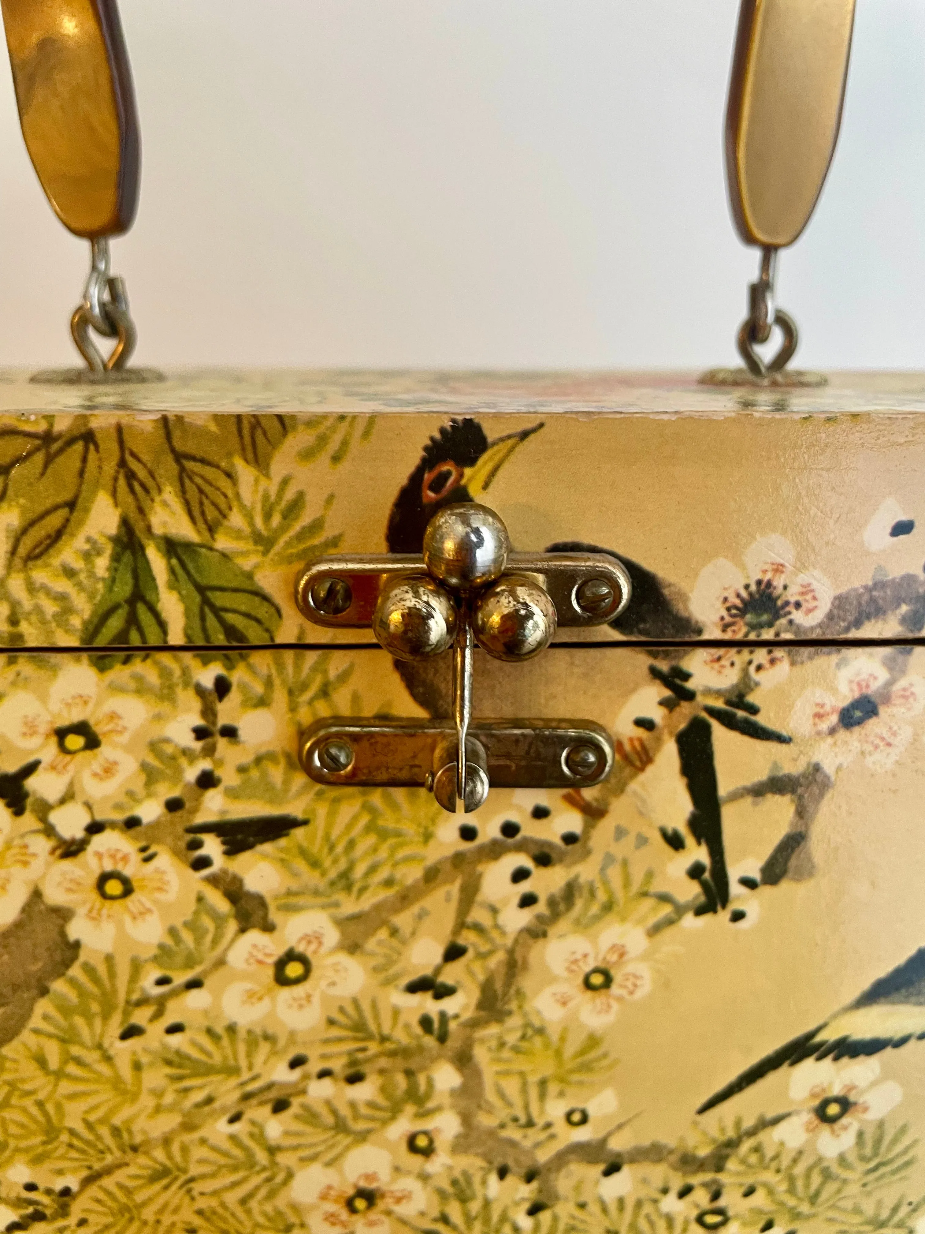 Vintage 70s decoupage box purse / makeup bag (HT2501)