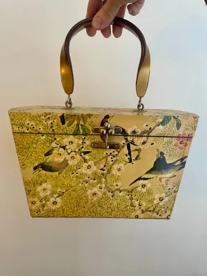 Vintage 70s decoupage box purse / makeup bag (HT2501)