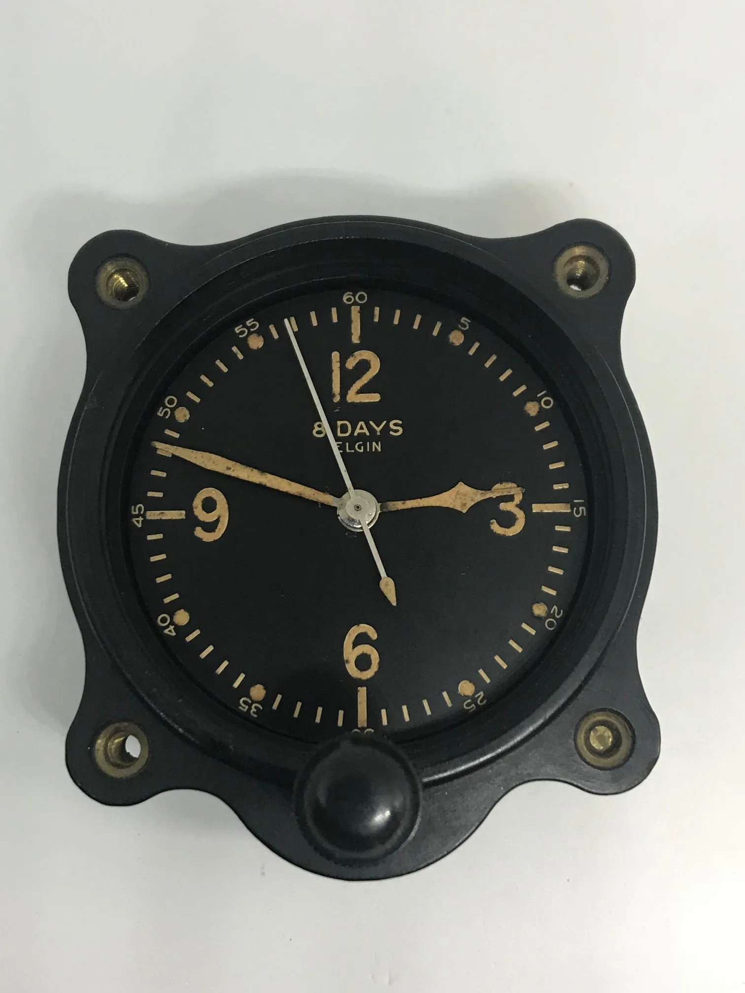 Vintage 8-Day Elgin WW2 Aircraft Clock A-11