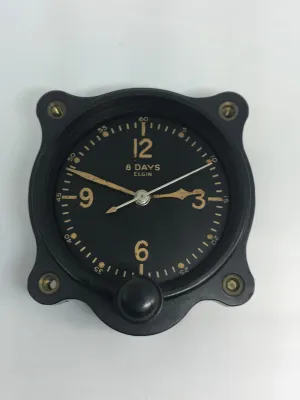Vintage 8-Day Elgin WW2 Aircraft Clock A-11