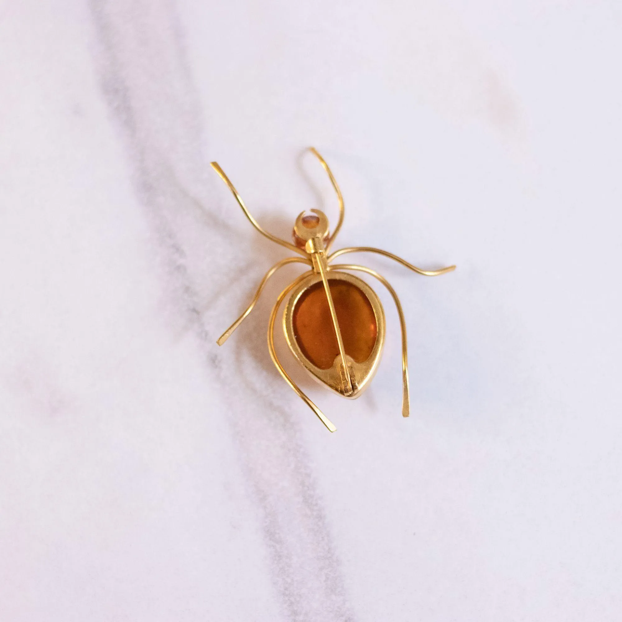 Vintage Amber Bakelite Spider Brooch