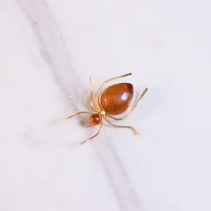 Vintage Amber Bakelite Spider Brooch