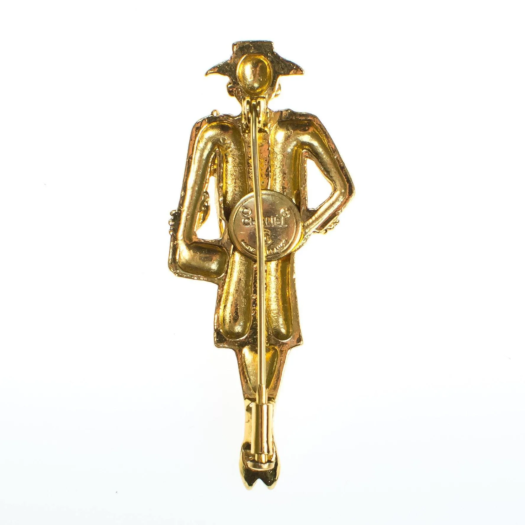 Vintage Authentic Coco Chanel Mademoiselle Gold Brooch