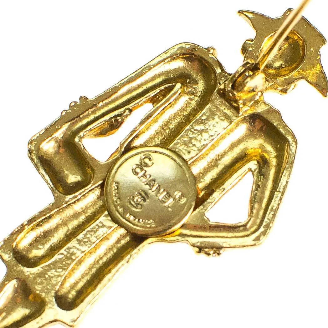 Vintage Authentic Coco Chanel Mademoiselle Gold Brooch