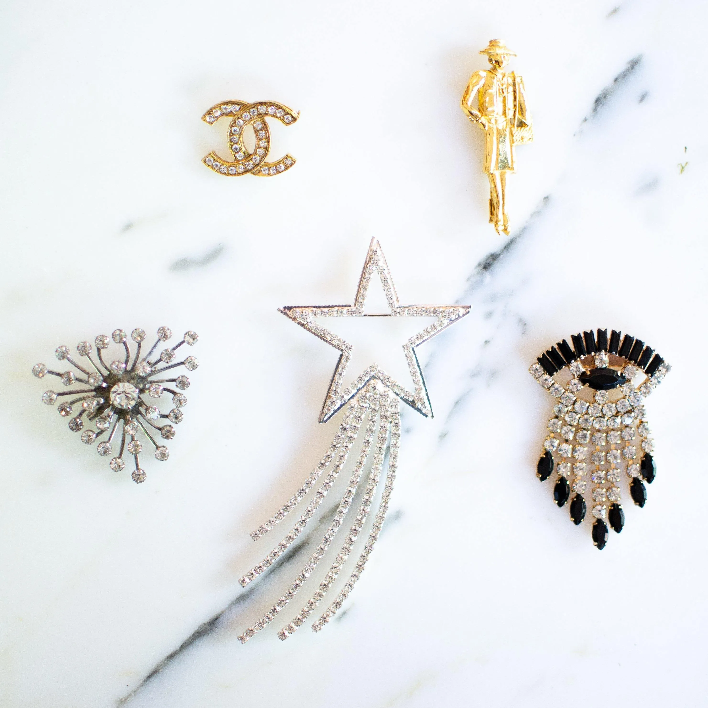 Vintage Authentic Coco Chanel Mademoiselle Gold Brooch