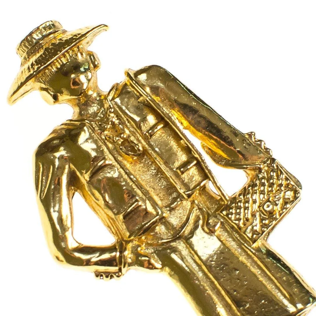 Vintage Authentic Coco Chanel Mademoiselle Gold Brooch