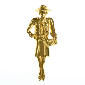 Vintage Authentic Coco Chanel Mademoiselle Gold Brooch
