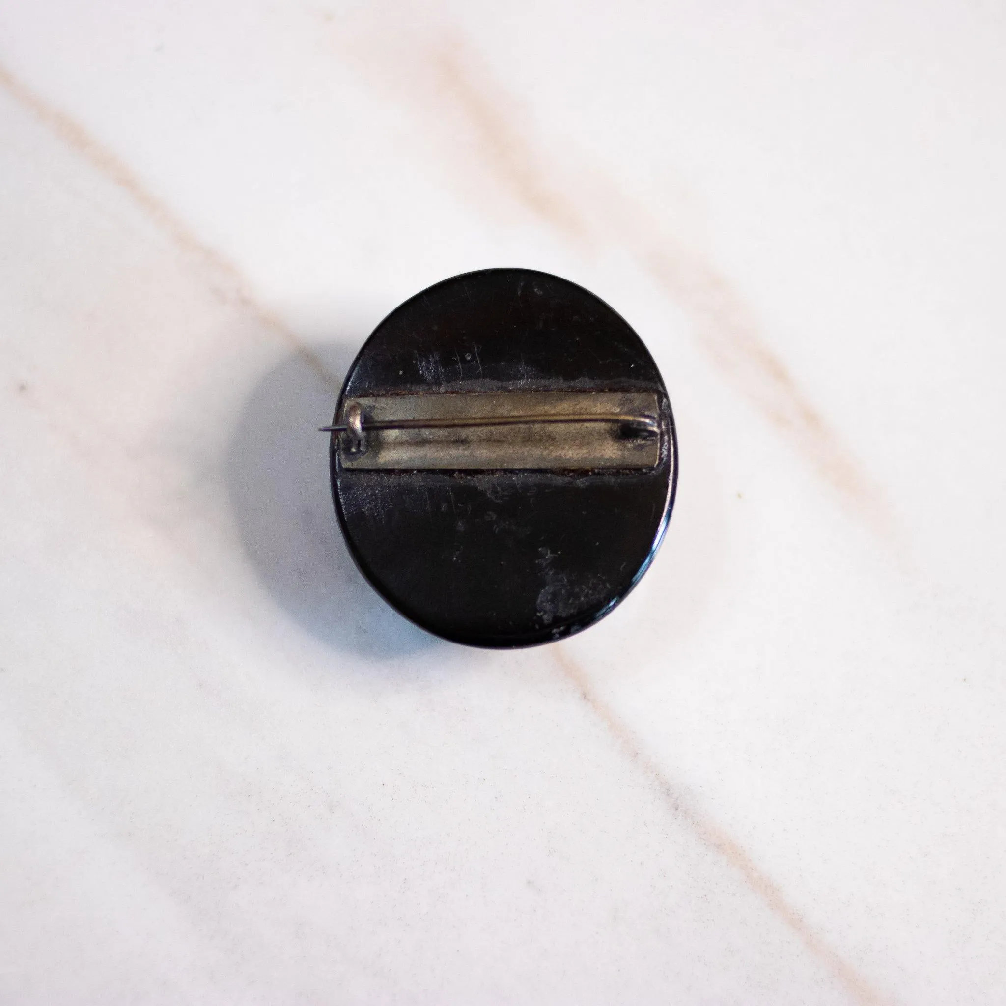 Vintage Black Bakelite Cameo Brooch