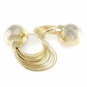 Vintage Brooch Huge Statement Gold Tone Abstract Swirl 1940S Large