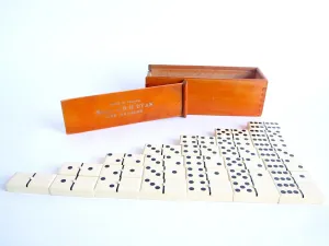 Vintage Celluloid Bakelite Dominoes - Made in France for B H Dyas
