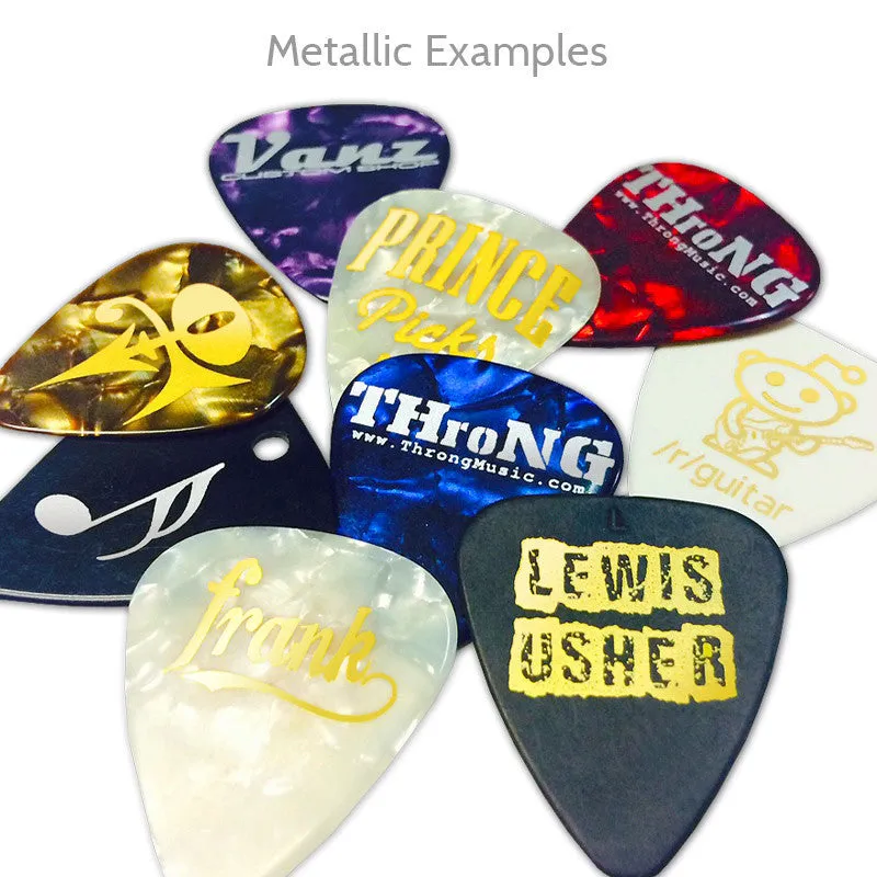 Vintage Celluloid Metallic Ink Picks - Double Sided