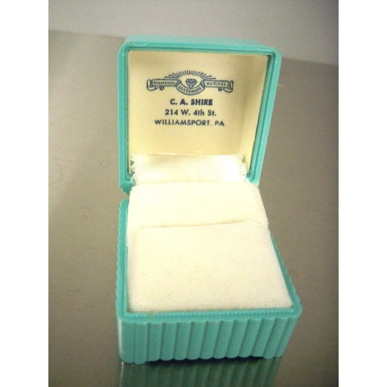 Vintage Celluloid Ring Box 1950s True Aqua