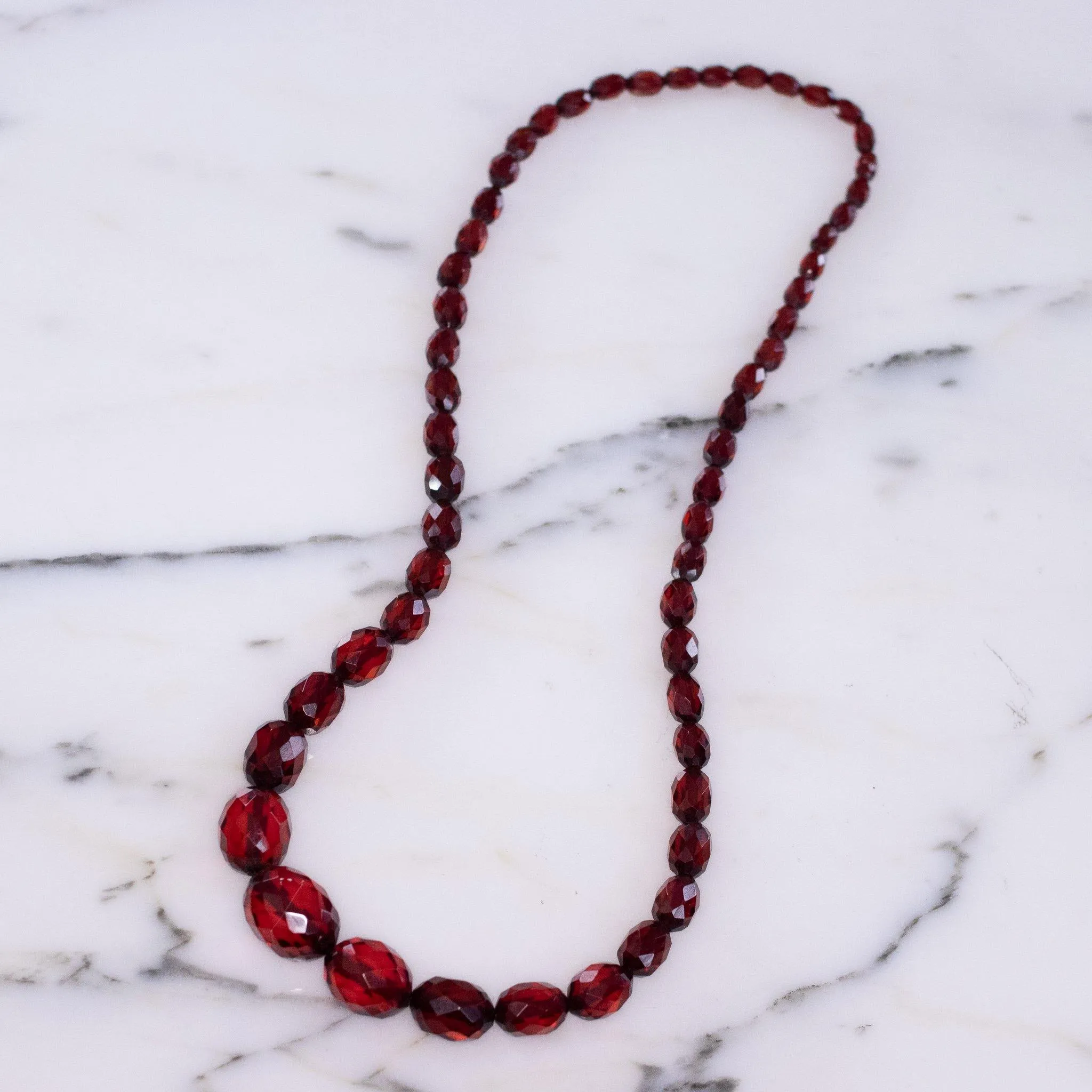 Vintage Cherry Juice Amber Bakelite Bead Necklace