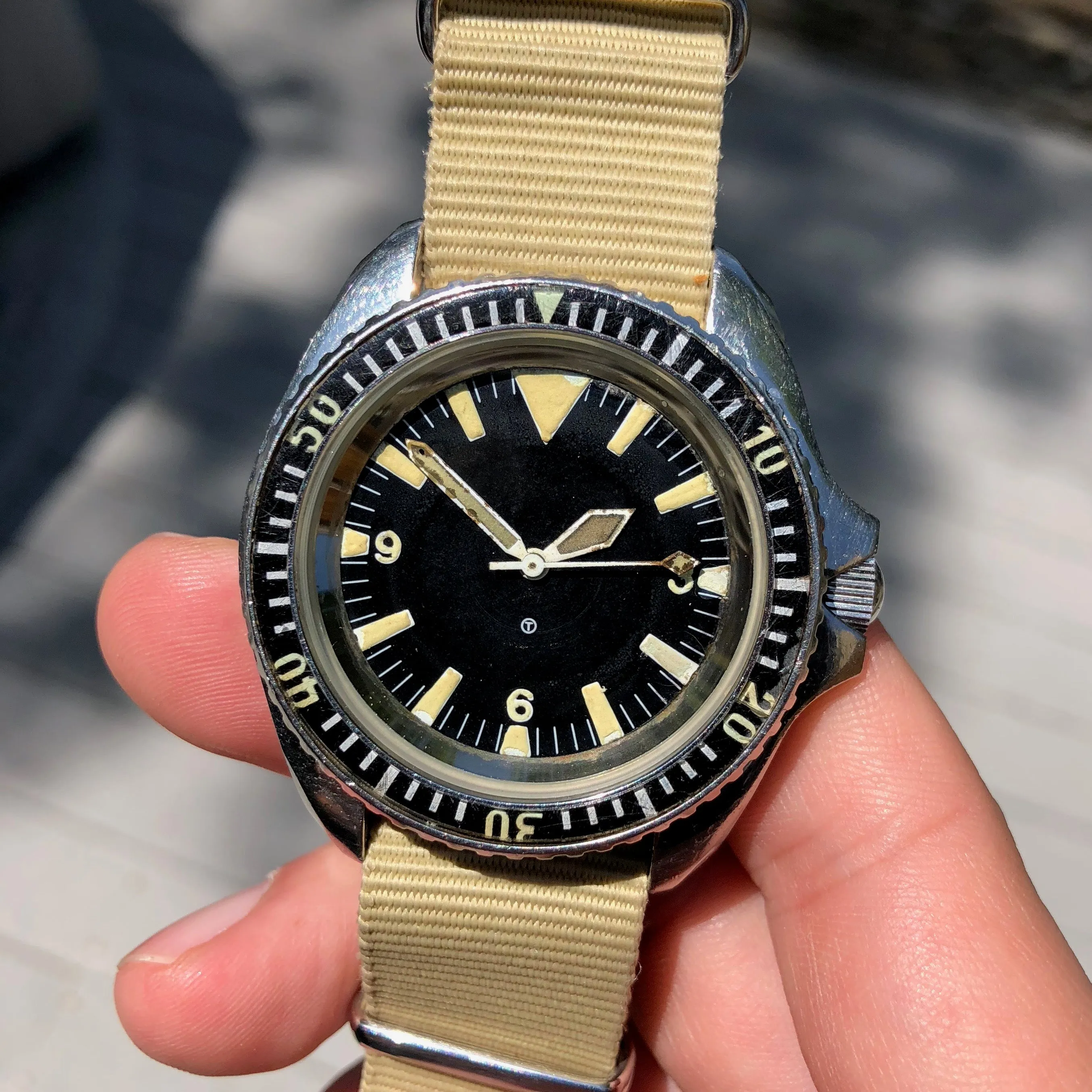 Vintage CWC Cabot Watch Company Royal Navy Sterile Milsub Divers Wristwatch Circa 1980