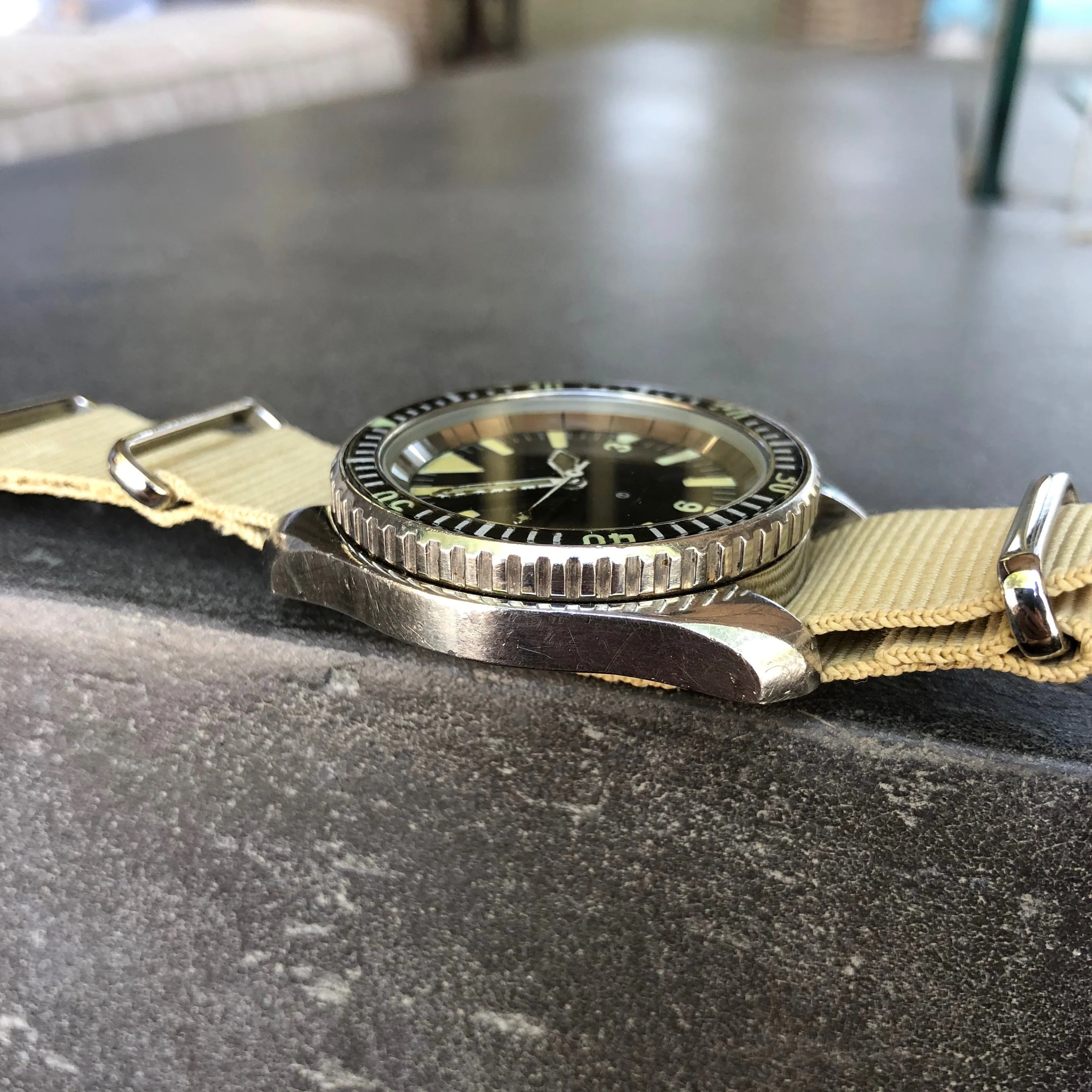 Vintage CWC Cabot Watch Company Royal Navy Sterile Milsub Divers Wristwatch Circa 1980