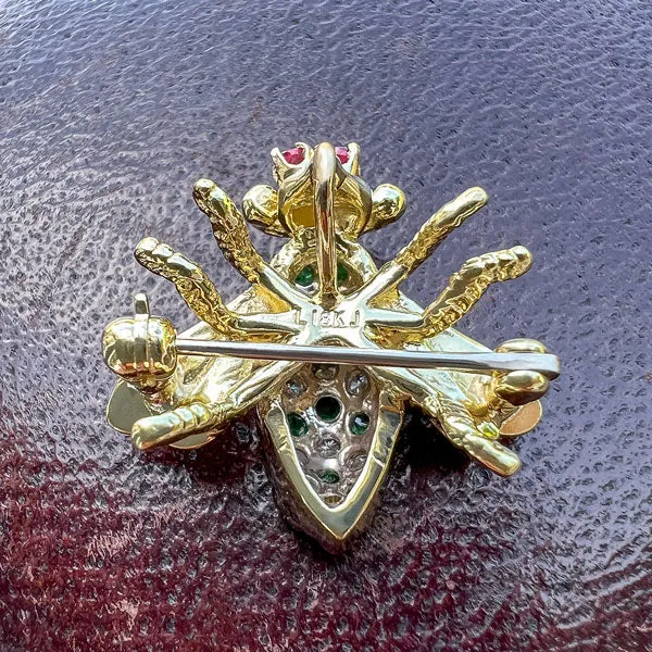 Vintage Diamond & Emerald Bee Pin/ Pendant