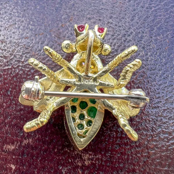 Vintage Diamond & Emerald Bee Pin/ Pendant