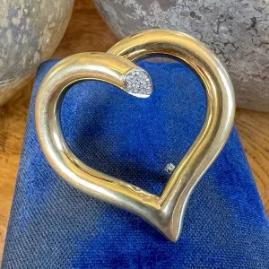 Vintage Diamond Heart Brooch
