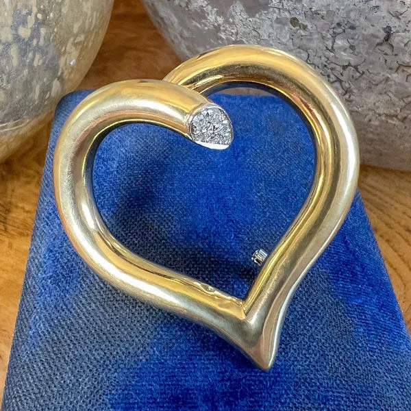 Vintage Diamond Heart Brooch