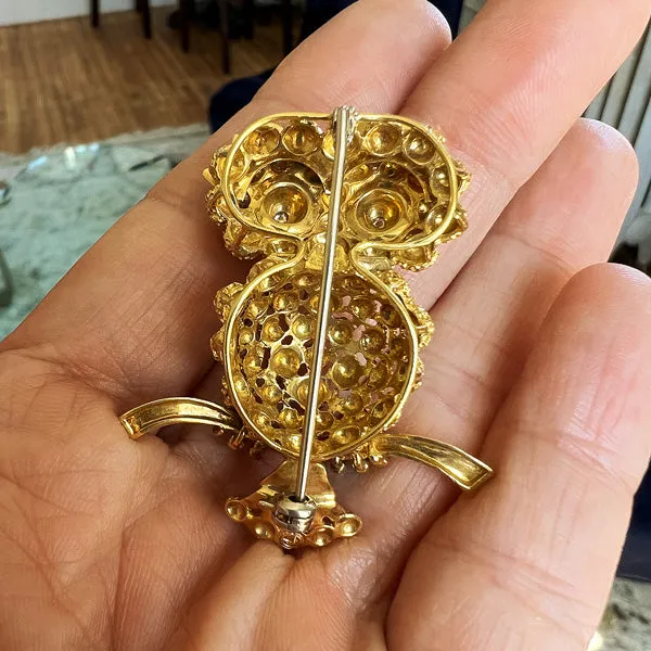 Vintage Enamel Owl Pin