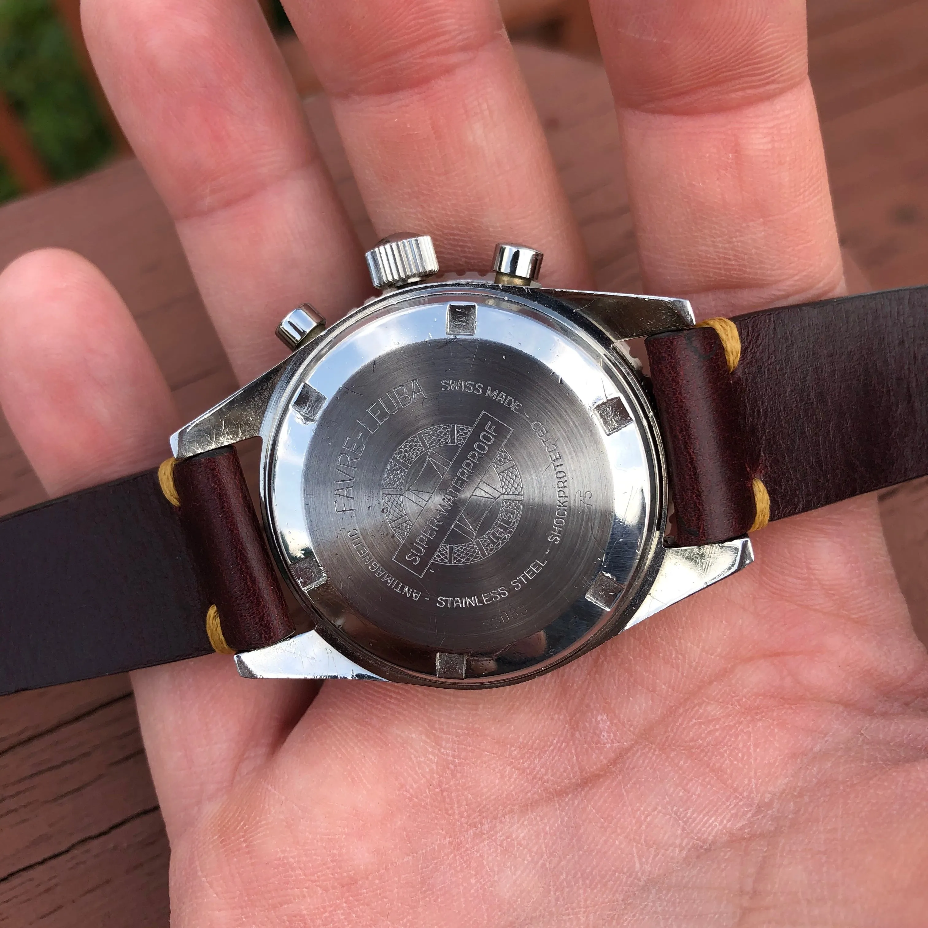 Vintage Favre Leuba Sea Sky 33033 Stainless Steel Chronograph Valjoux 72 Wristwatch