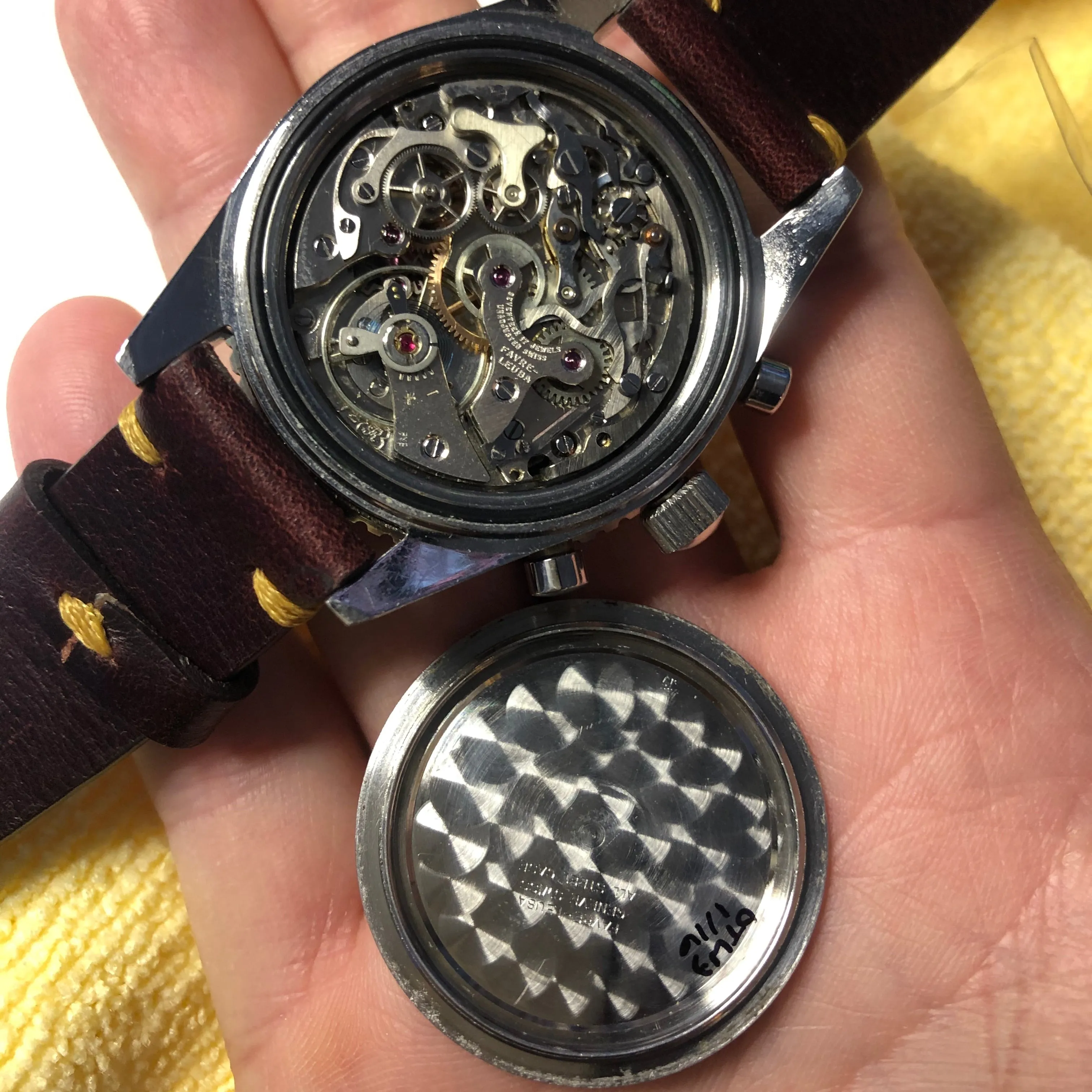 Vintage Favre Leuba Sea Sky 33033 Stainless Steel Chronograph Valjoux 72 Wristwatch