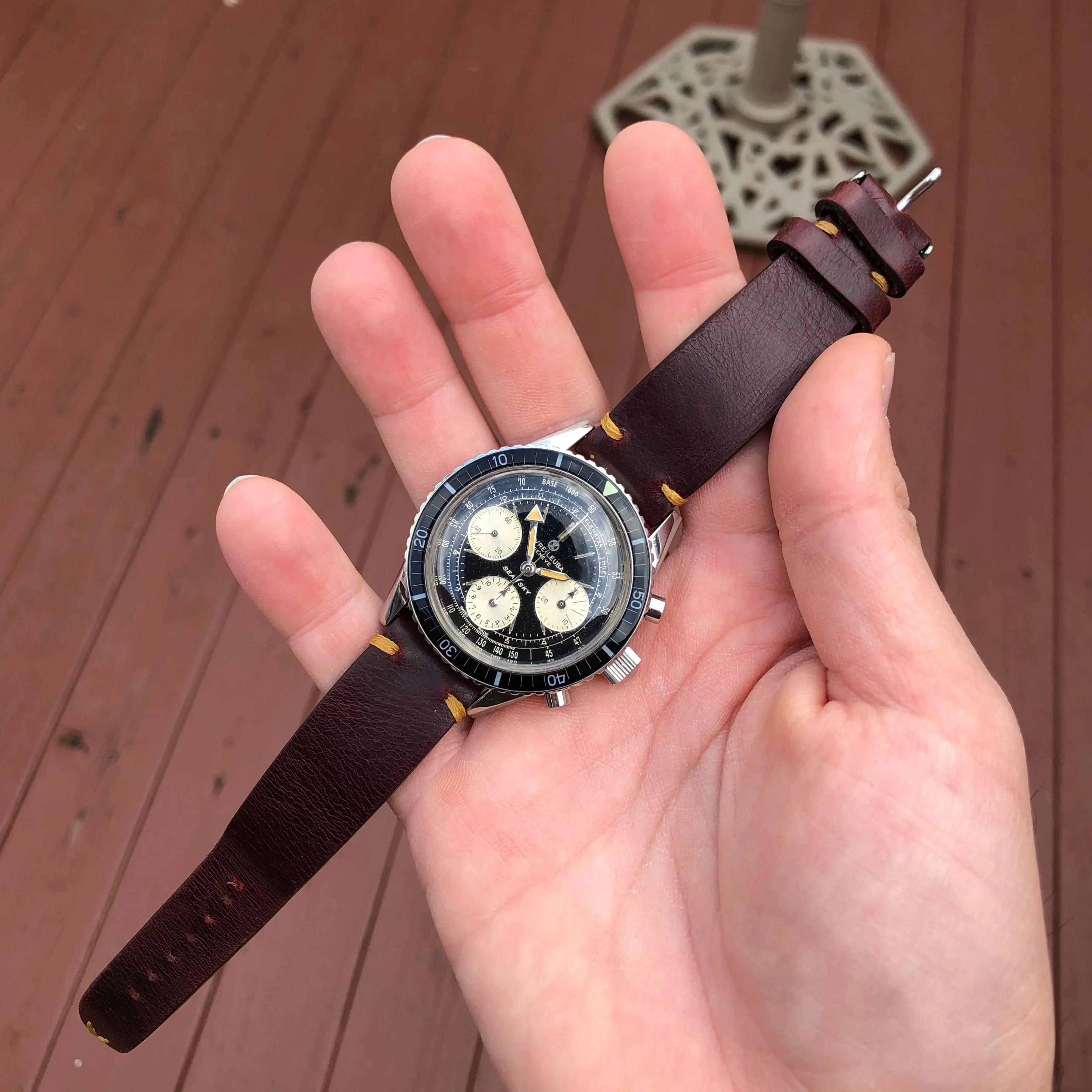 Vintage Favre Leuba Sea Sky 33033 Stainless Steel Chronograph Valjoux 72 Wristwatch