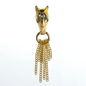 Vintage Gold Horse Brooch with Tassels